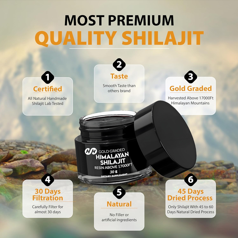 Shilajit Resin Pure - Puur Himalaya Shilajit hars, natuurlijk gedroogd