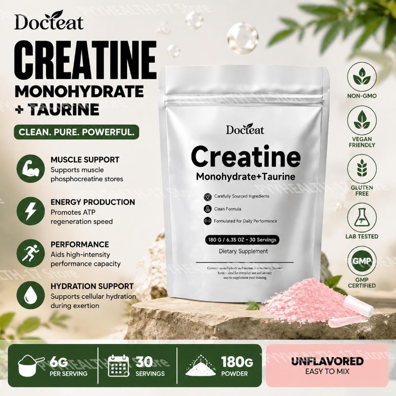 Creatine Monohydrate Powder - Docteat Creatine Monohydrate+Taurine Poeder voor Snelle