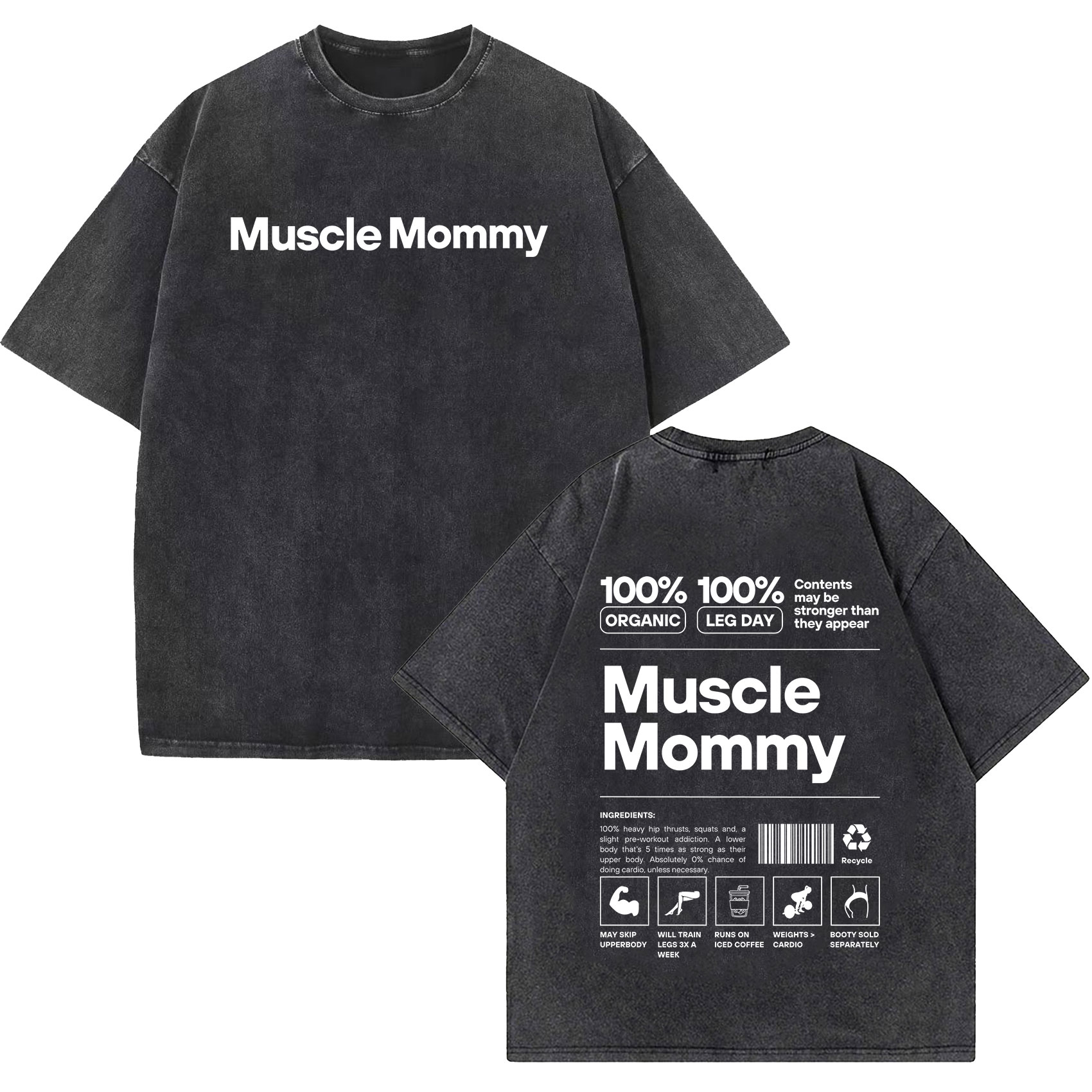 Nutrition Sports Fitness - Vintage acid-gewassen distressed T-shirt met korte