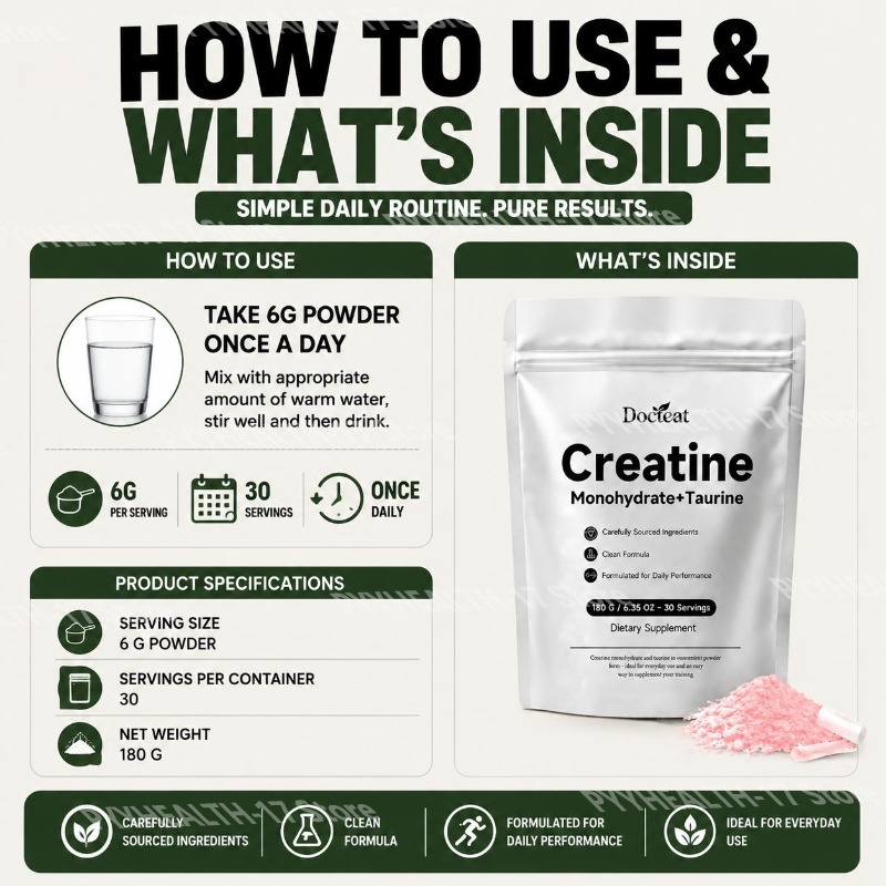 Docteat Creatine Monohydrate+T - Creatine Monohydrate Powder recensie en prijs